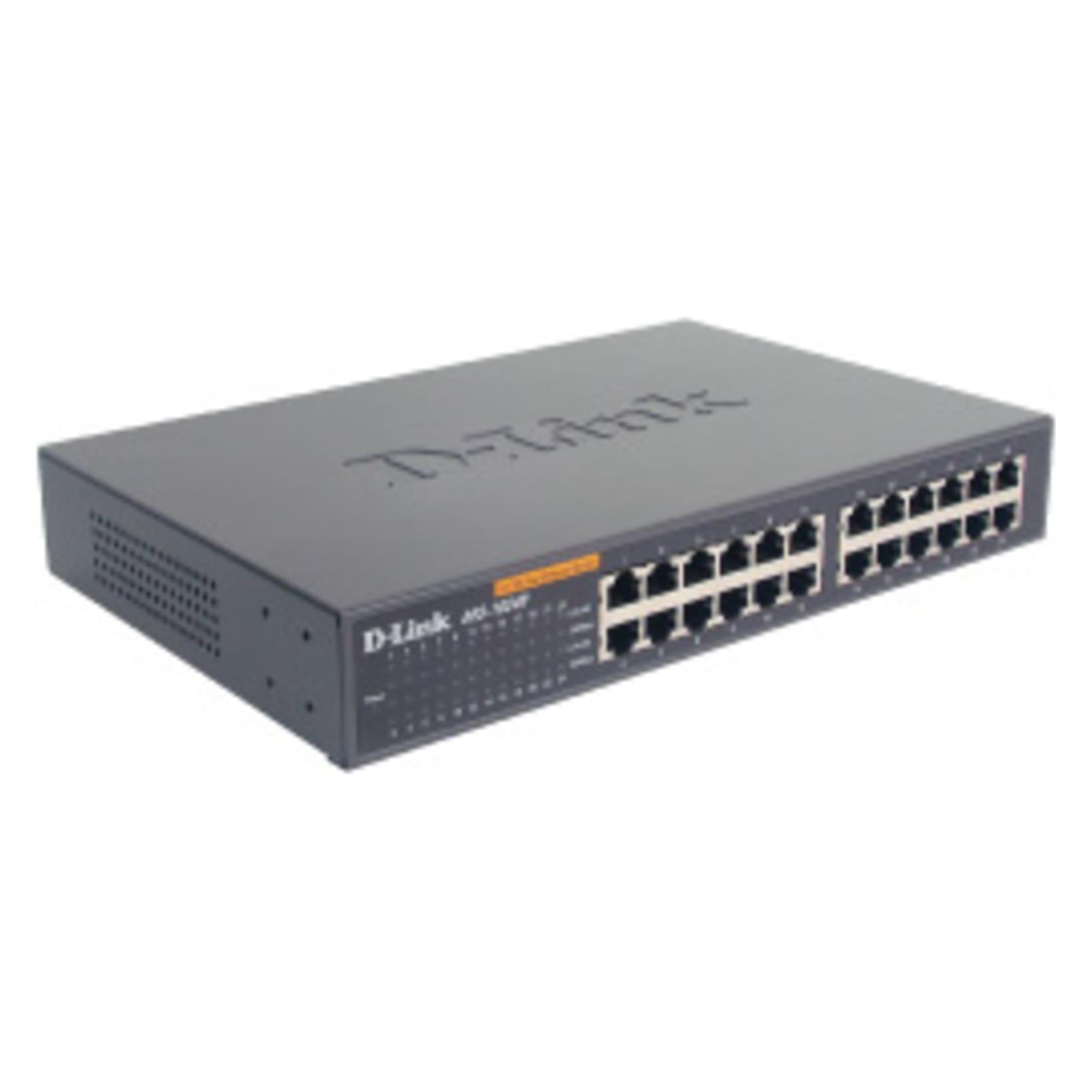 D-Link SWITCH 24 PORTS RJ45 10/100 MBPS RACKABLE - UNMANAGED (24 Ports) (DES-1024D)