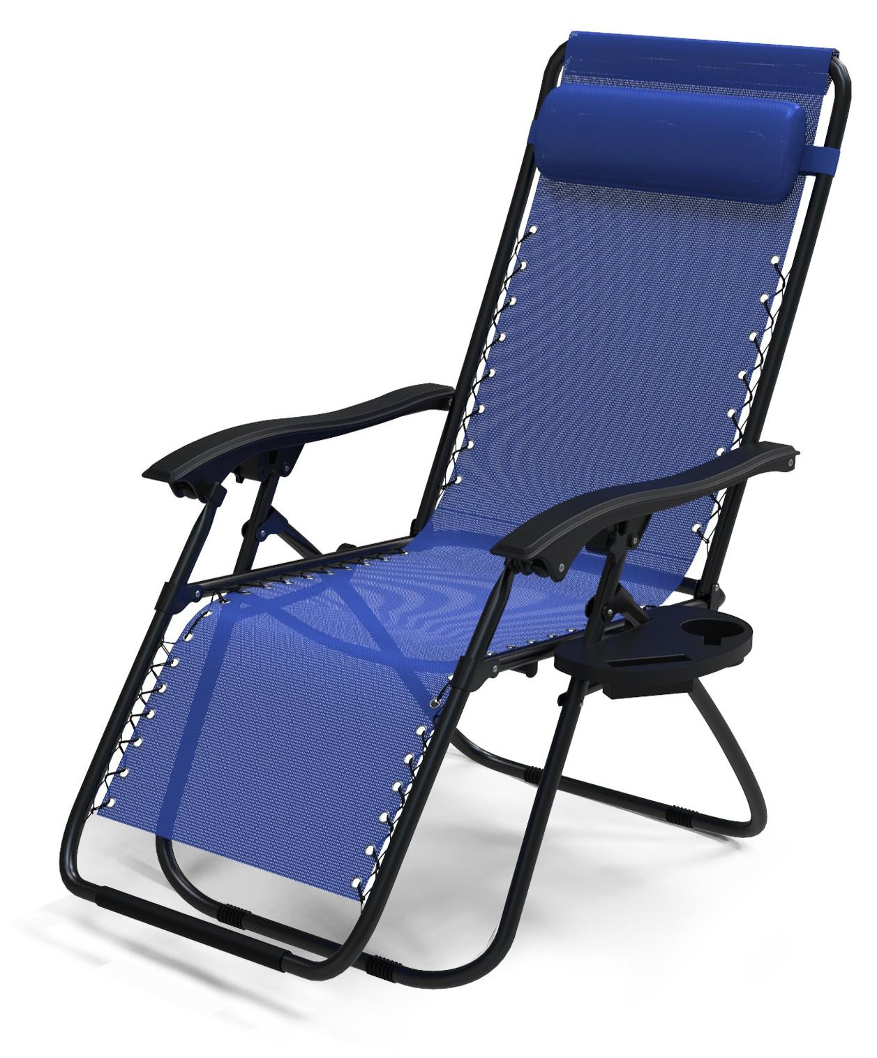 VOUNOT® Inklapbare ligstoel met bekerhouder en hoofdkussen, blauw