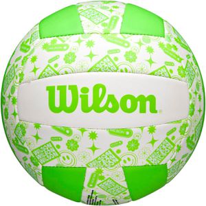 WILSON Beachvolleyball Stamp, Größe 5, weiß/grün, 280 Gramm, Freizeit- & Trainingsball