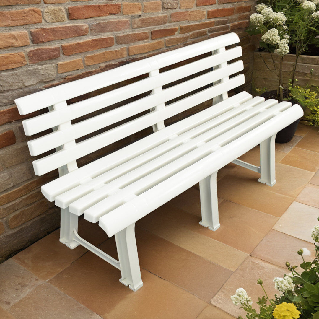 Ebern Designs Brindisi Garden Bench White 73cm H X 145cm W X 48cm D