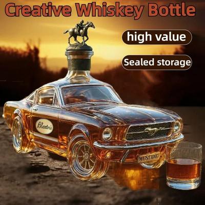 Mustang & Police Car Sculptural Glass Whiskey Decanter Mustang & Police Car Sculptural Glass Whiskey Decanter