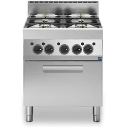 Mastro Cook&Snack Gasherd, 4 Brenner mit 1 Gasofen, 700 x 650 x 850 mm