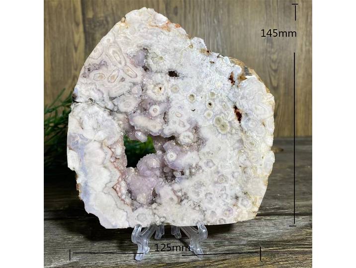 Cristal rose améthyste fleur Agate Druzy dalle tranche spécimen beauté pierres précieuses minéraux ornements spirituels décoration de la maison + support