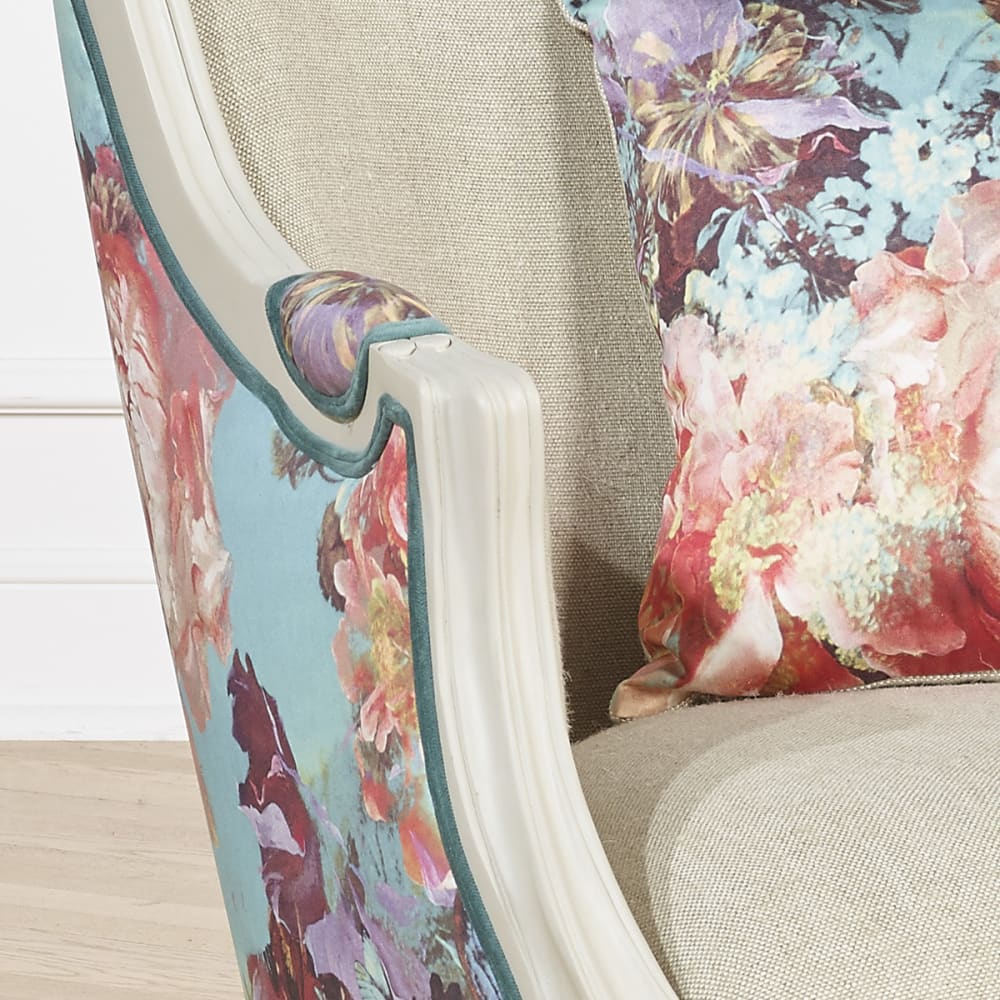 Robin des Bois Fauteuil bergère en lin et tissu lin Beige 73x90x74cm