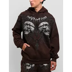 Affliction Collapse Hoodie dk.brown lava wash Gr. L