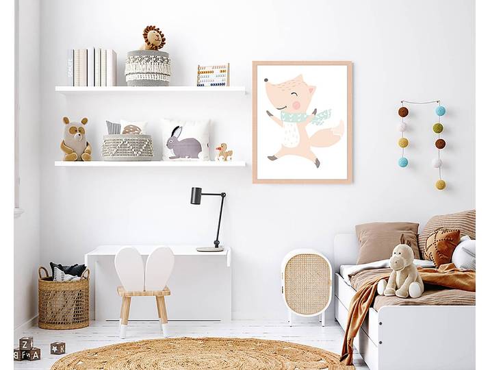 Tableau déco Fox Baby 43 x 53cm Multicolore