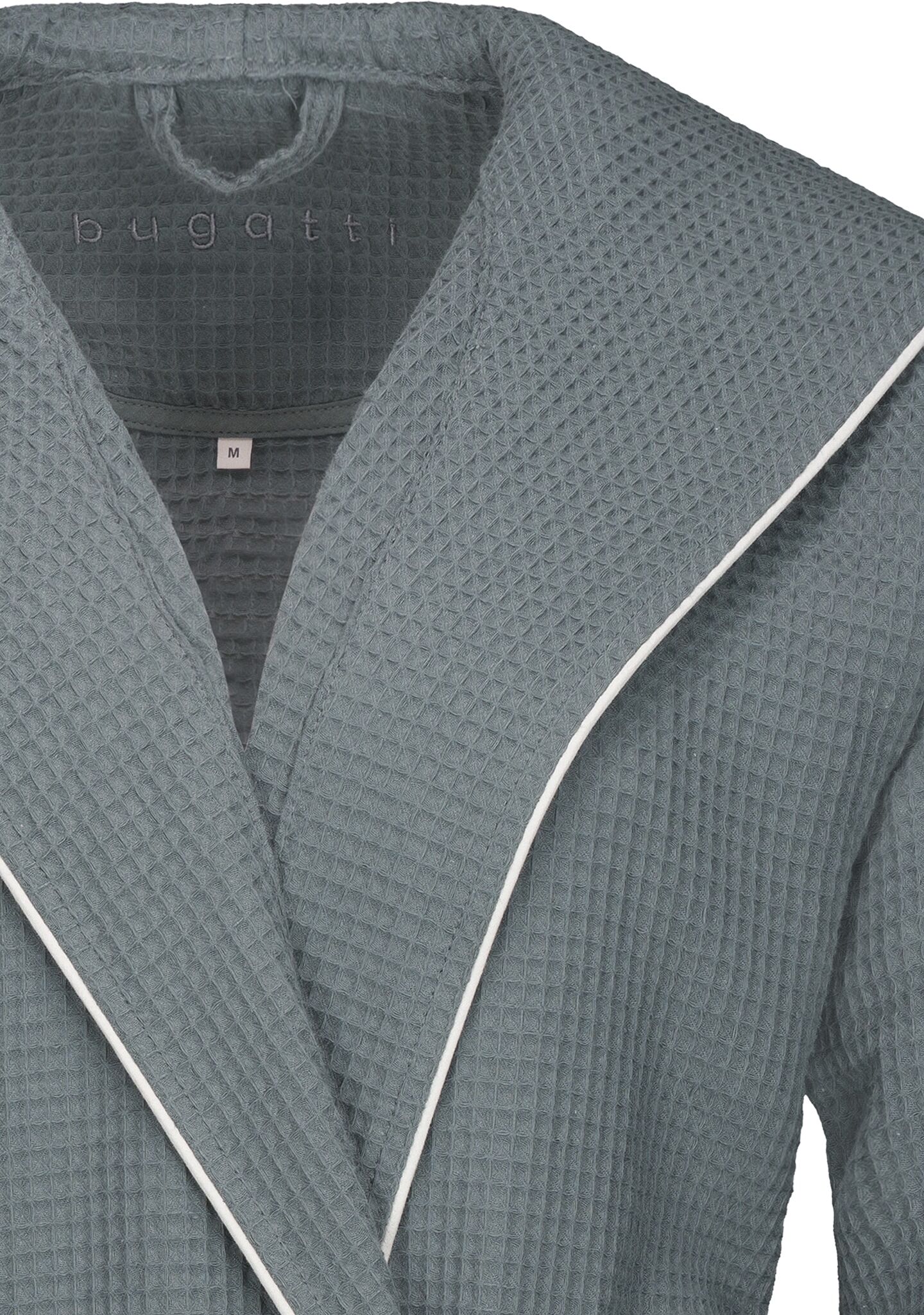 Bademantel BUGATTI Gr. XL, grau (dunkelgrau), XL, 100% Baumwolle, Hausmäntel, Bademantel, in einem klassischen und komfortablen Style dunkelgrau XL