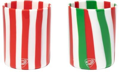 Silipint: Silicone 12oz Rocks Glasses: 2 Pack - Peppermint & Poinsettia - Reusable, Unbreakable, Holiday Parties