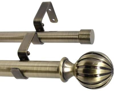 Urbanest "Fluted Ball Manhattan 1"" 3/4"" Double Drapery Curtain Window Rod"