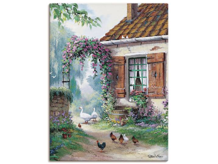 Leinwandbild ARTLAND Der Bauernhof , grün (farbe bild(er): grün), B:60cm H:80cm, Bilder, Leinwandbild, auf Holzrahmen gespannt