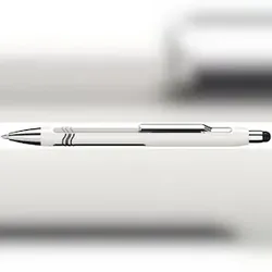 Kugelschreiber Epsilon Touch mit Viscoglide-Technologie, weiß/silber