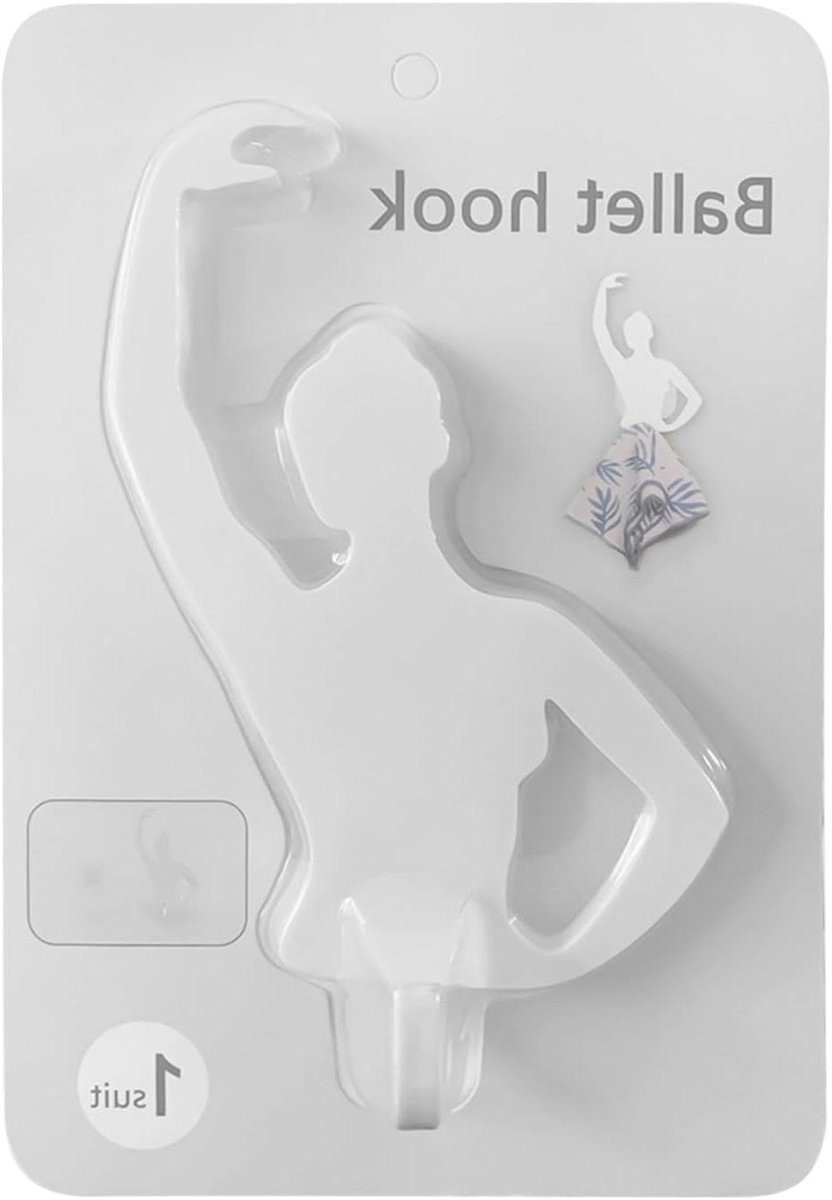 Zelfklevende Wandhaken met Ballet Dans Ontwerp - Wit - B: 994 cm, H: 173 cm