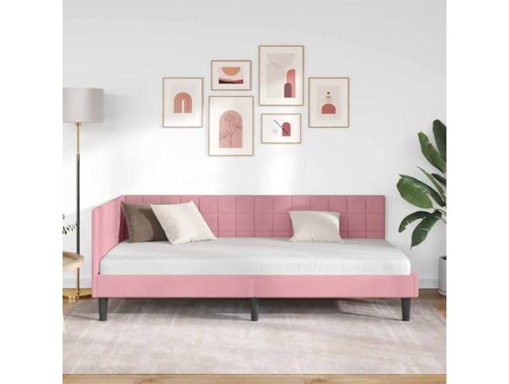 KTHLBRH Eck-Bettrahmen, Rosa, 100 x 200 cm Platzsparendes Design, Schlafsofa, wendbares Kopfteil, robuste Basis, einfache Reinigung