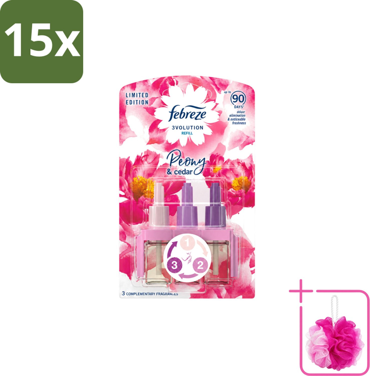 Ambi Pur 3Volution Luchtverfrisser Peony & Cedar - 15 stuks - Bulkverpakking