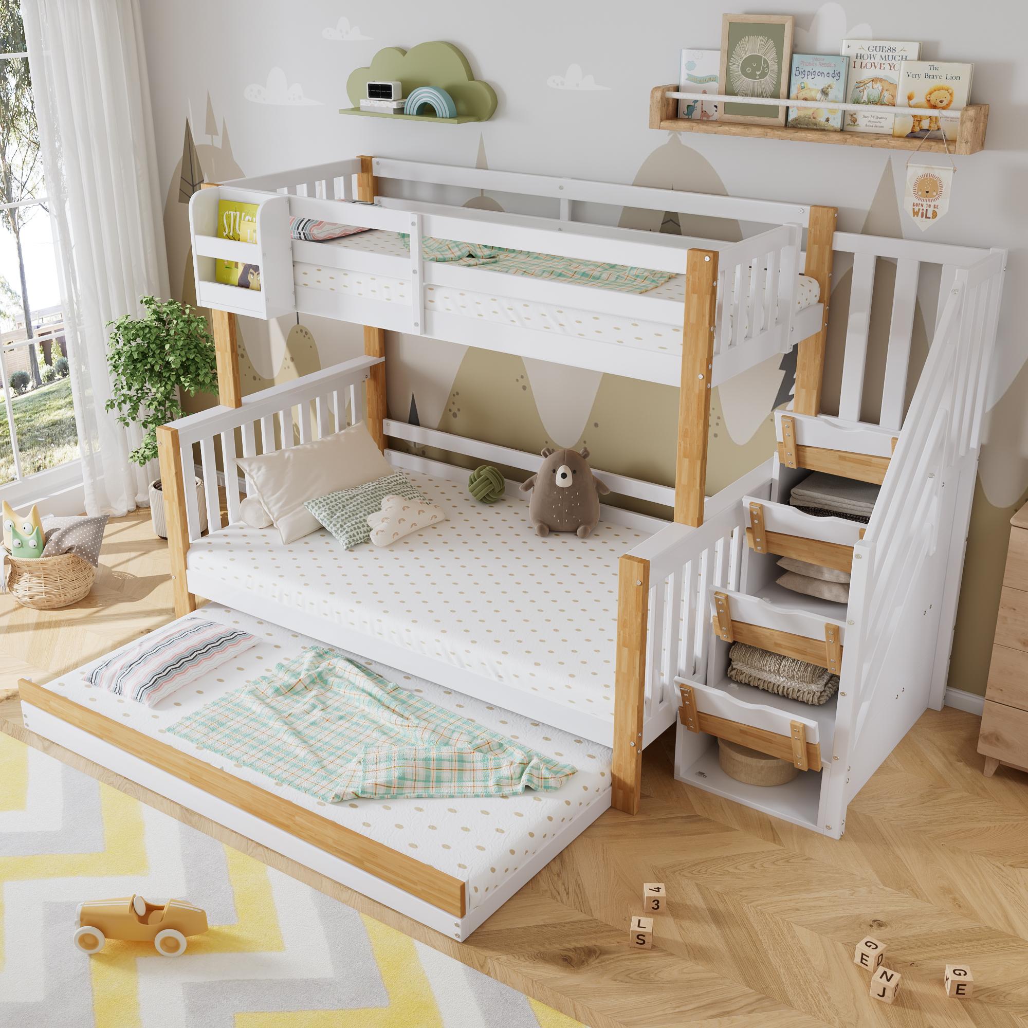 STILVORA Etagenbett 90x200cm mit Stauraum,Kinderbett mit Rollbett,Bettgetsell mit Lattenrost,Stauraumbett ohne matratze