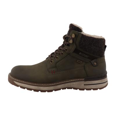 Winterboots MUSTANG SHOES "Stiefelette", Herren, Gr. 43, khaki, Lederimitat, Textil, Schuhe Winterboots, Schnürboots mit Ziernähten und Kontrast-Rahmennaht