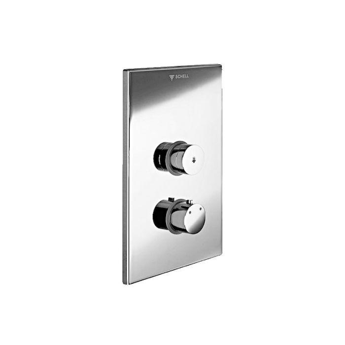Schell Linus Fertigmontageset 018092899 Frontplatte edelstahl, Selbstschluss-Thermostat