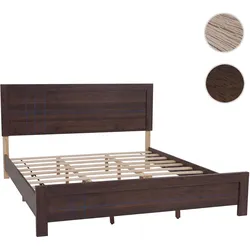 King Size Bett HWC-P44, Doppelbett Bettgestell mit Lattenrost, 180x200cm ~ Walnuss-Optik
