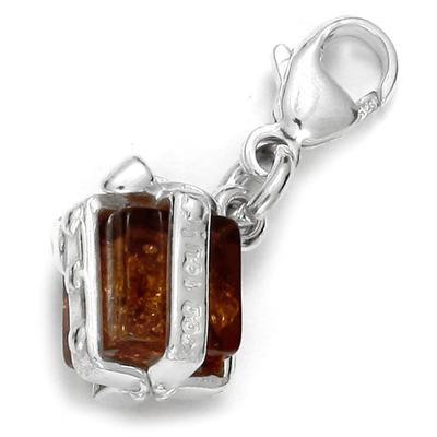 Kettenanhänger OSTSEE-SCHMUCK "Ostsee-Schmuck Charm-Einhänger Geschenkpaket", weiß, Schmuckanhänger, Damen, 21 x 8mm, Silber 925 (Sterlingsilber), 1,5 g, Kettenanhänger