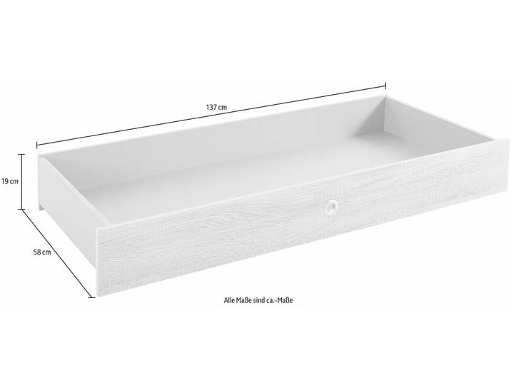 Schubkasten WIMEX Easy , beige (plankeneichefarben), B:137cm H:19cm T:58cm, Holzwerkstoff, Schubladen, Schubkasten, auf Rollen, praktische Ergänzung für Wimex Betten Easy