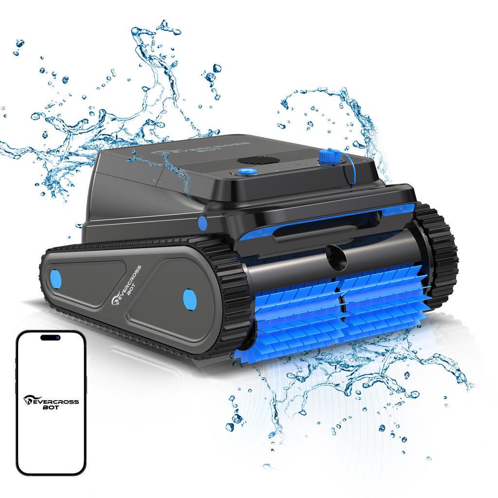 Evercross BOT Poolroboter, Schwarz, Kunststoff, 46.3x30.7x49.6 cm, Freizeit, Pools und Wasserspaß, Poolzubehör