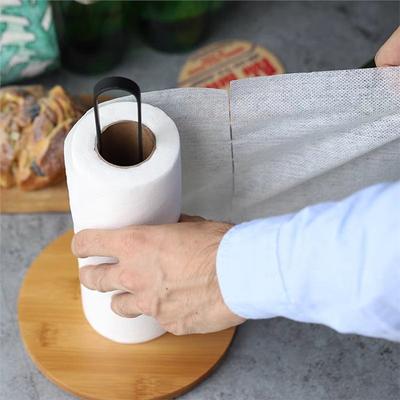 Inspire Daily Merch Nordic Style Bamboo Paper Towel Holder Free Standing Vertical Storage Rack For Kitchen Countertop black