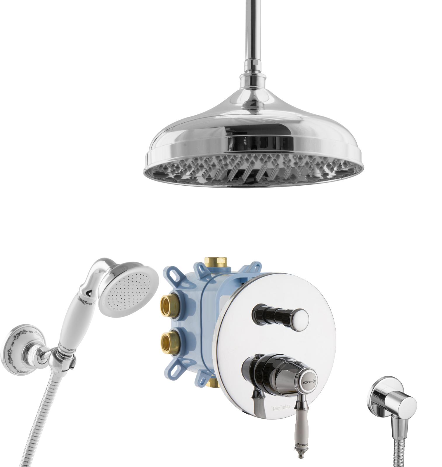 PaulGurkes Regendusche 30cm Retro Unterputzarmatur Nostalgie Duschsystem