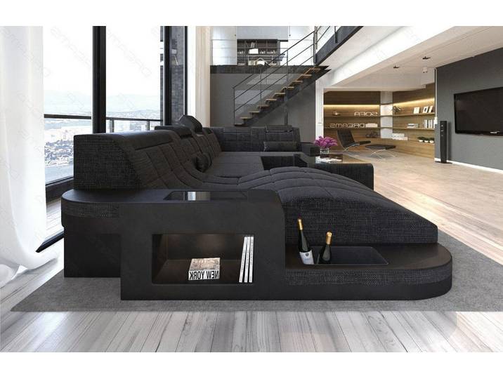 Stoff Wohnlandschaft Wave U-Form