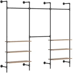 SoBuy Garderobenständer Mit 6 Ablagen Schwarz 265x48x220cm Modern