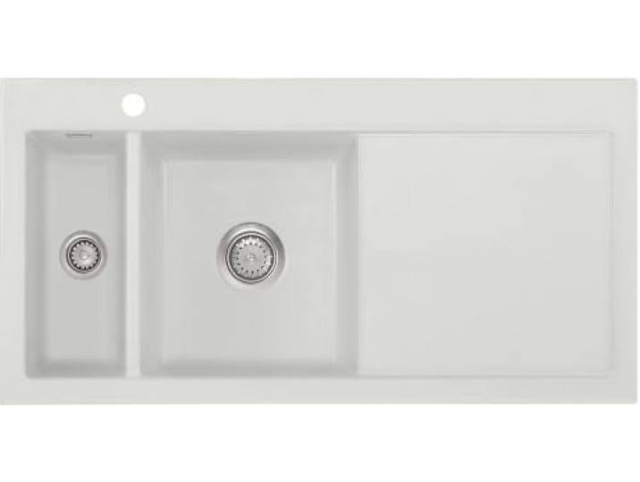 Flächenbündige Spüle MERA 100 F in ALU Becken links - Handbetätigung
