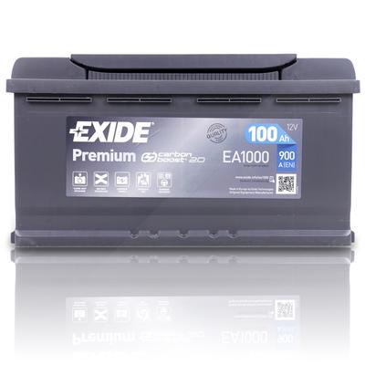 Exide EA1000 Premium Carbon Boost 100 Ah 900 A [Hersteller-Nr. EA1000] für Alfa Romeo, Nissan, Maserati, Ferrari, Lotus, Nsu, Alpina, Hyundai, Land Ro