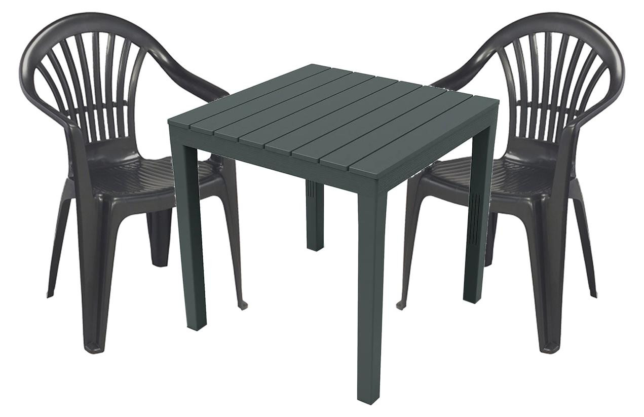 Mojawo 3-delige bistroset voor balkon en tuin, antraciet, houtlook