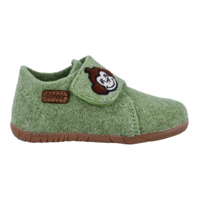 Hausschuh RICHTER "Filzi (Felt)", Mädchen, Gr. 26, Filz, grün, Schuhe Hausschuh, Klettschuh mit Logo-Aufnäher, Größenschablone zum Download
