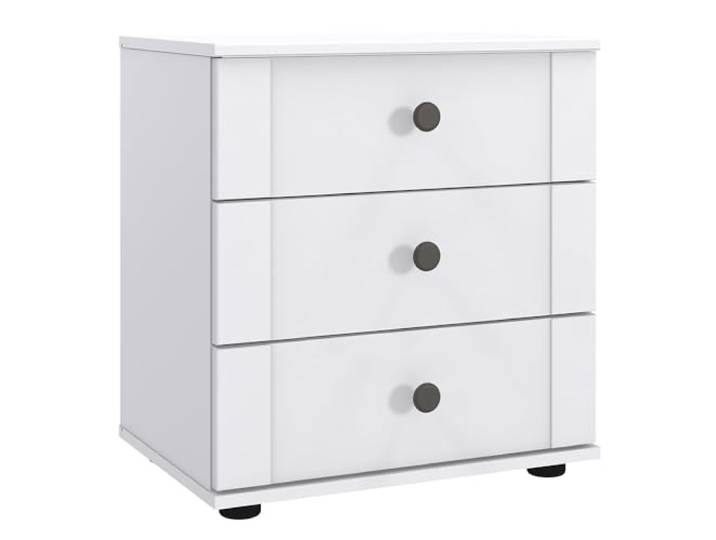 Lomadox Nachttisch Nachtschrank, 3 Schubladen, weiß, CROPANI-43, ideale Höhe für Boxspringbetten