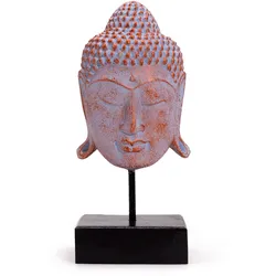 Large Serenity Buddha Head on Stand  - Blue Copper