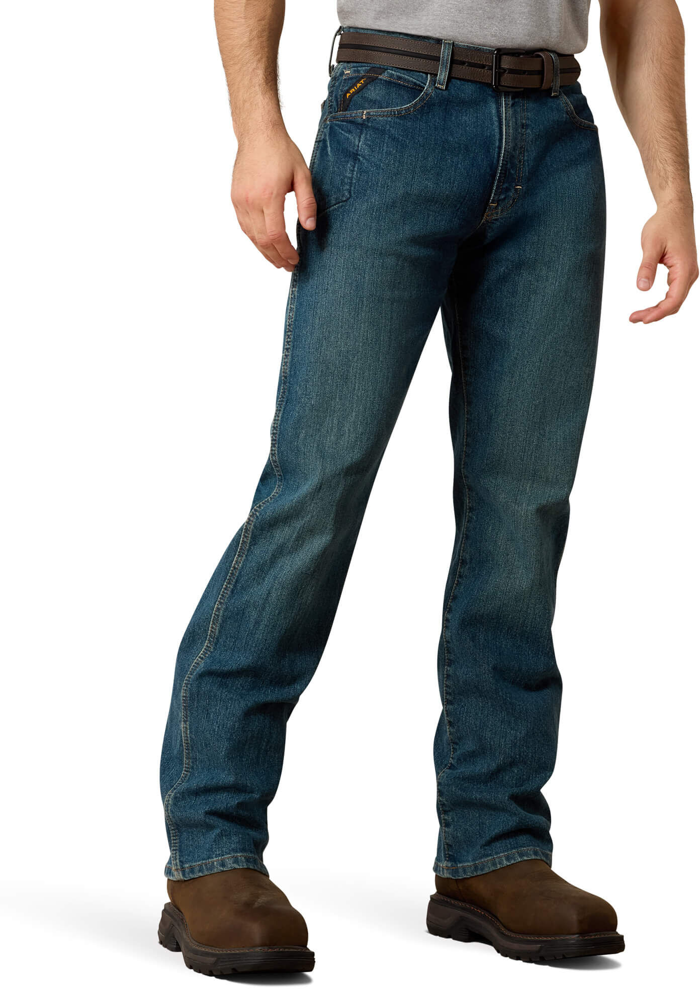 Men's Rebar M4 Relaxed DuraStretch Basic Boot Cut Jeans in Carbine, Size: 34 X by Ariat