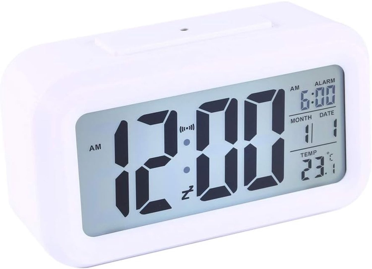 Digitale bureauwekker met LED-achtergrondverlichting, snooze-functie, temperatuurmeter en kalender