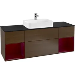 Villeroy & Boch Waschbeckenunterschrank Finion F45, Walnut Veneer mit Beleuchtung, 1600x603x501 mm, Eckig