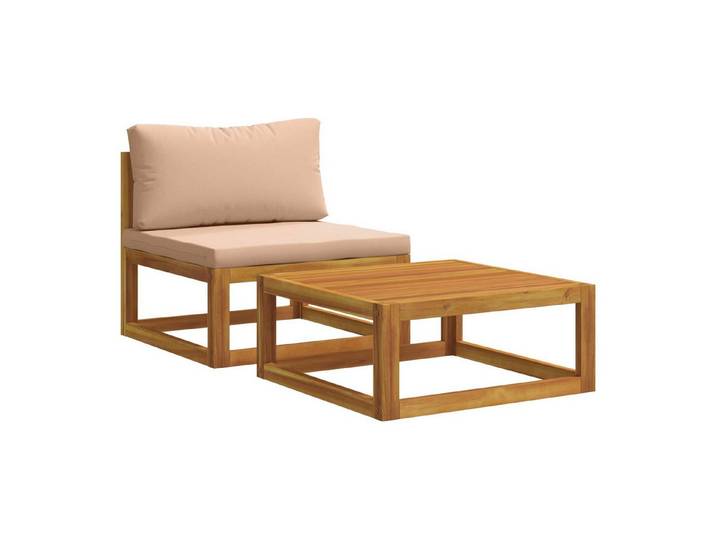 vidaXL Sofaelement Modulares Sofa-Set mit Kissen 2 stk. Massivholz Natur (2 St)