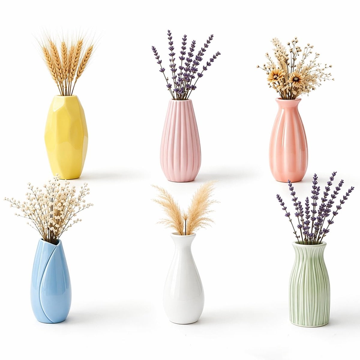 Omgoods - Set van 8 kleine keramische vazen voor tafeldecoratie