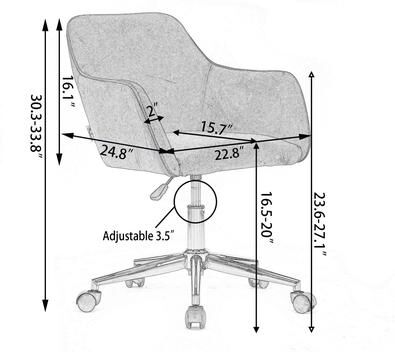 Modern Adjustable Height 360 Revolving Home Office Chair With Gold Metal Legs And Universal Wheel