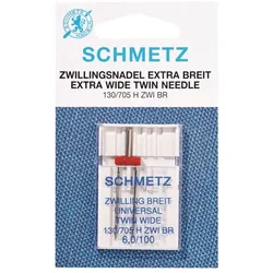 Schmetz Doppel-Nähmaschinennadeln Stärke 100/6,0 silberfarbig, Nadel, Silber