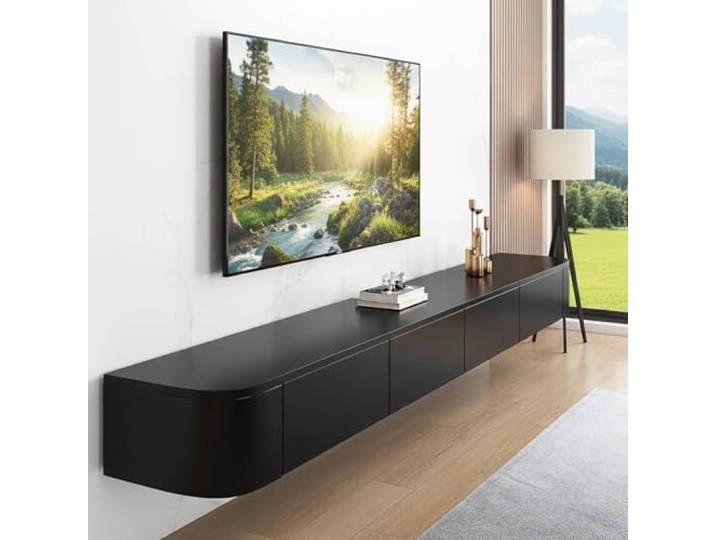 NOYHHAV Schwebender TV Schrank Wandmontierter Fernsehschrank-180CM Schwarz
