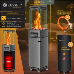 Kesser Heizstrahler Gas Terrassenheizstrahler Gasheizung, Heizstrahler, Grau