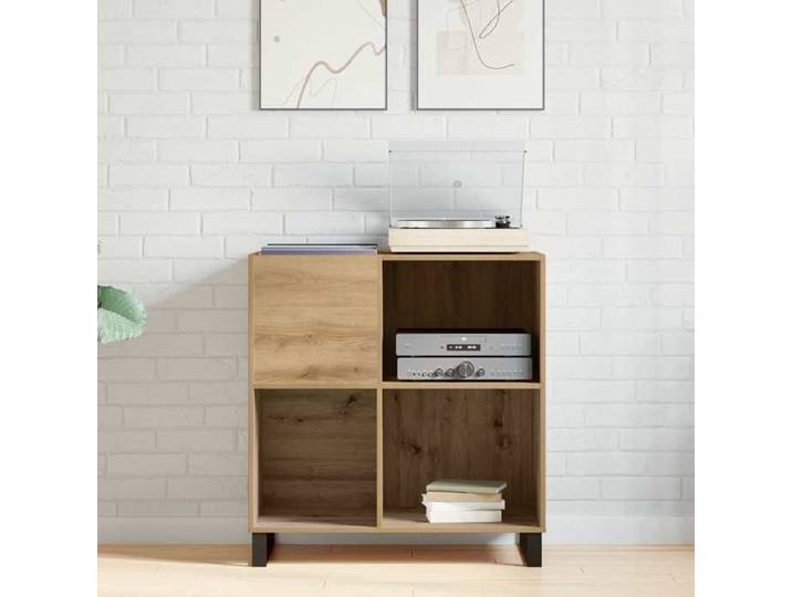 CHIC Meuble à Vinyles Chêne Artisanal 84 5 x 38 x 89 cm en Bois d'ingénierie avec 4 étagères et rangement disques LP pour Salon &uac