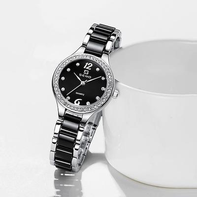 Neue Seno Tatsuno Marke Muttertagsgeschenk für Damen-Uhren dekorative Keramik-fliesenfestes Stahlband und Zifferblatt Quarz-Uhren modische und elegante Armbanduhren