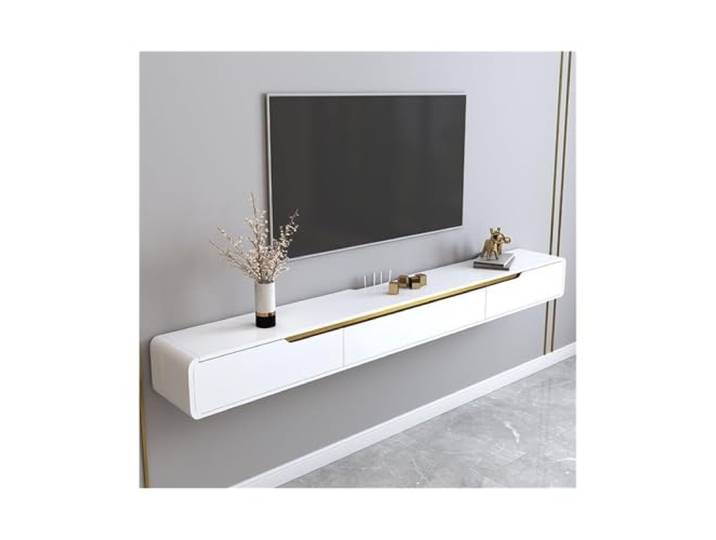 DFHS46JK Multimedia-Möbel Schwebender TV-Schrank, minimalistischer Wand-Hängeschrank für das Wohnzimmer(Weiß,Klein)