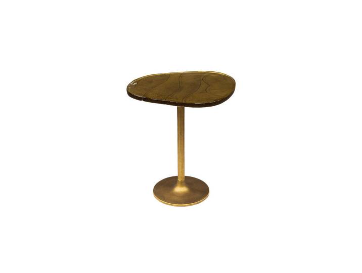 Kawola Beistelltisch Dari Gold Glas, Goldfarben, Metall, Organisch, 50x55x42 cm, Wohnzimmer, Wohnzimmertische, Beistelltische