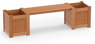 Costway Hardwood Planter Box with Bench Garden Bench with 2 Side Flower Boxes
