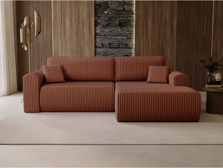 Compleo Ecksofa 257 cm breit,Ecksofa mit grobem Cordstoff, Modern und elegant, Modernes Wohnzimmer oder Jugendzimmer